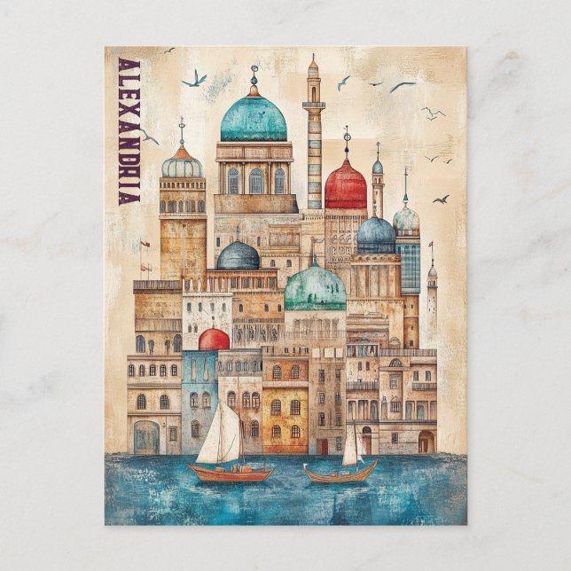 Reisen nach Alexandria Ägypten Postkarte (Vorderseite)