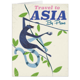 Reisen nach Asien Monkey Vintage Reiseausdruck