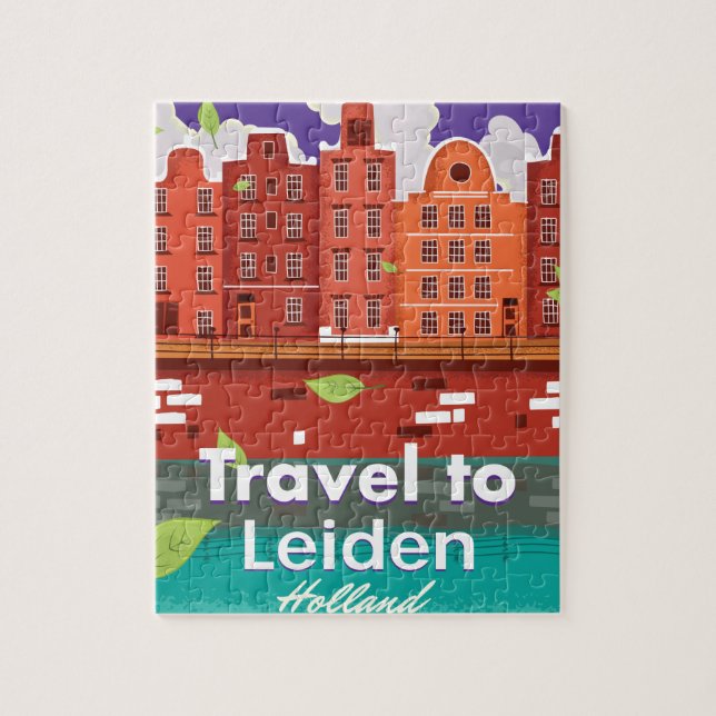 Reisen nach Leiden Holland Cartoon Reiseplakat (Vertikal)