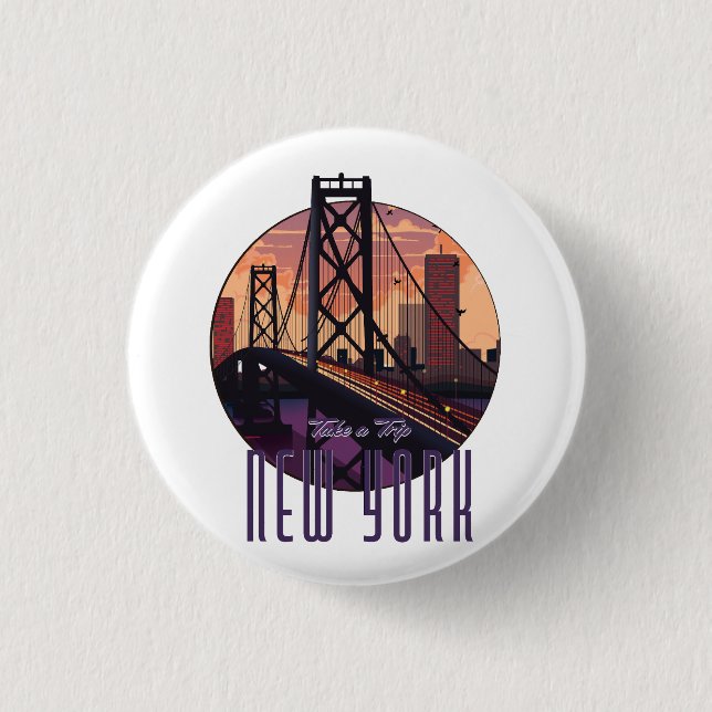 Reisen nach New York Button (Vorderseite)