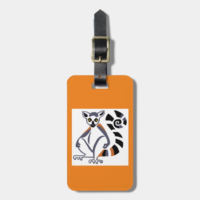 Reisen - Rings-Taille LEMUR - Wildnis - Orange Gepäckanhänger (Vorderseite vertikal)