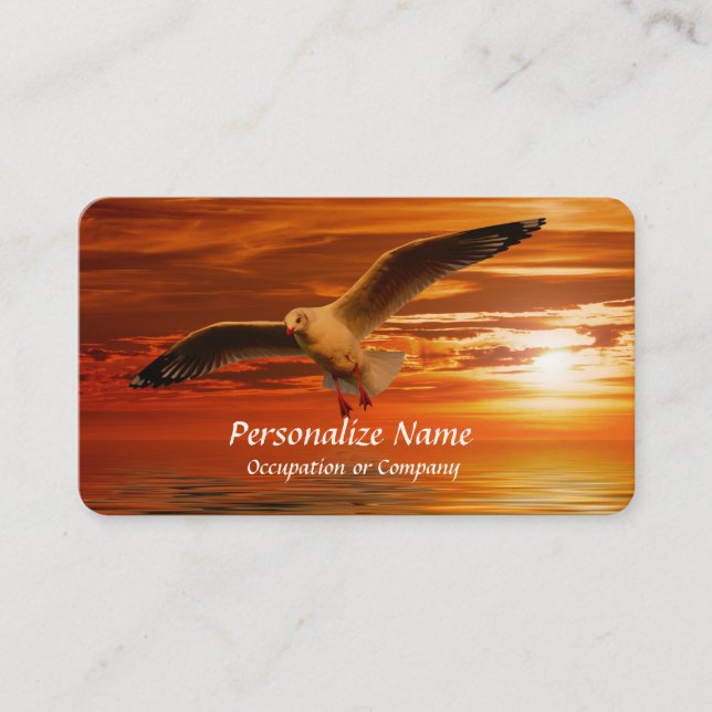 Reisen Seagull Flying over Ocean at Sunset Visitenkarte (Vorderseite)