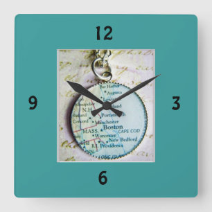 ***REISEN SIE DAS LAND*** WALL CLOCK QUADRATISCHE WANDUHR