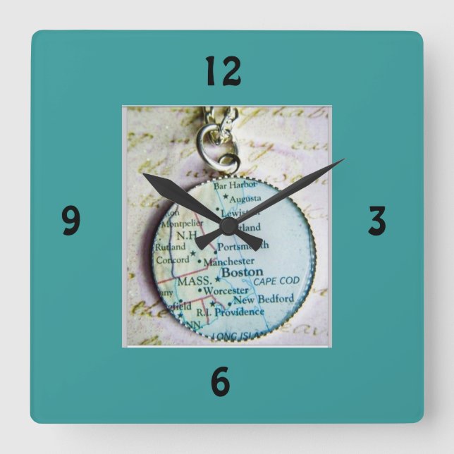 ***REISEN SIE DAS LAND*** WALL CLOCK QUADRATISCHE WANDUHR (Vorderseite)