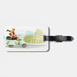 Reisen Sie die Welt! Girl on Scooter in Rom Schlüs Gepäckanhänger