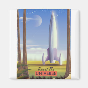 Reisen Sie durch die Universe Retro Space Art. Magnet