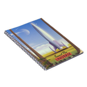 Reisen Sie durch die Universe Retro Space Art. Notizblock