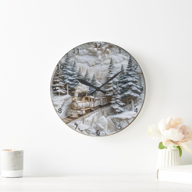 Reisen Sie durch ein winterliches Wunderland. Große Wanduhr (Zuhause)