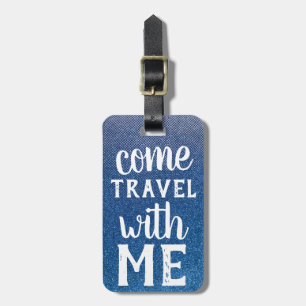 Reisen Sie mit mir Girly Glitzer Ombre Muster Gepäckanhänger