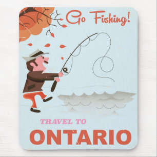 Reisen Sie nach Ontario Retro Angeln Druckurlaub. Mousepad