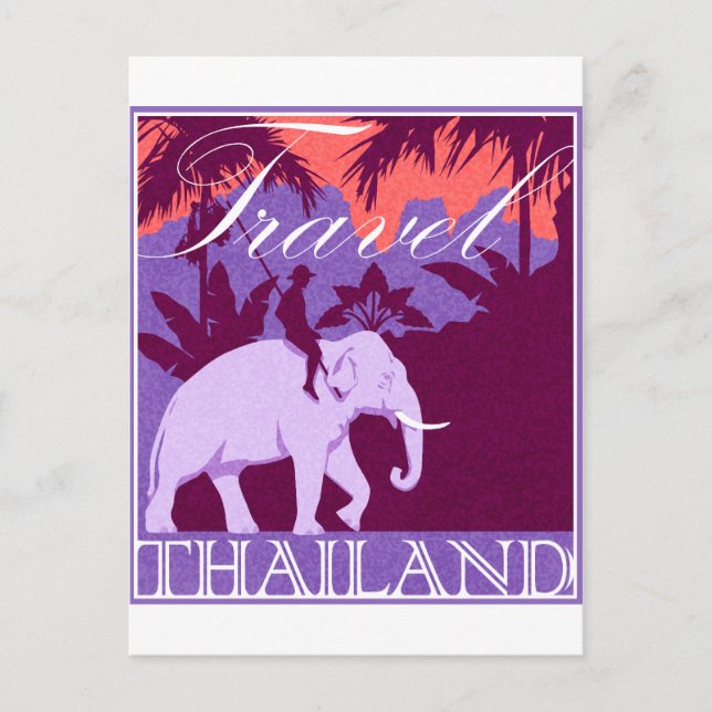 Reisen Thailand: weißer Elefant Postkarte (Vorderseite)