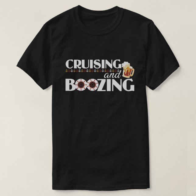 Reisen und Booten der Gruppe Matching Drinks T-Shirt (Design vorne)