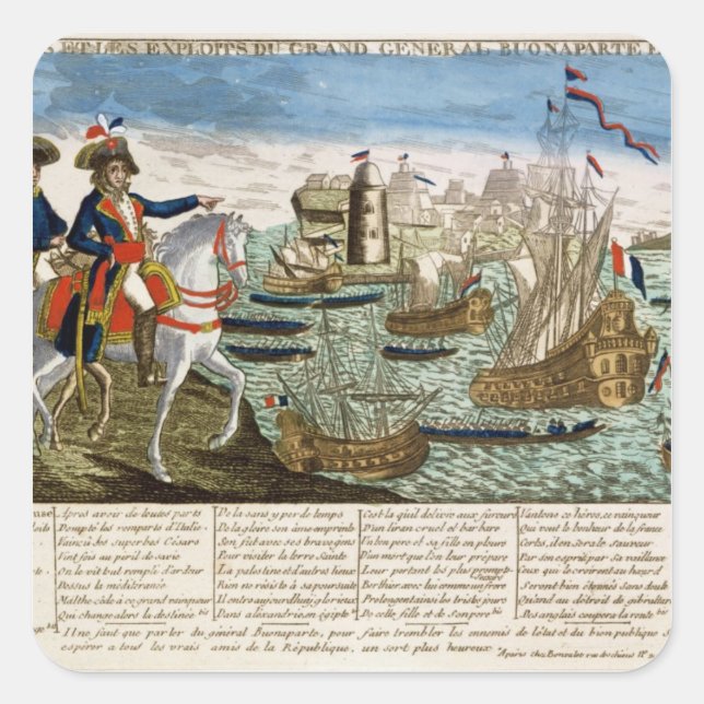 Reisen und Exploits des General Bonaparte 1798 Quadratischer Aufkleber (Vorderseite)
