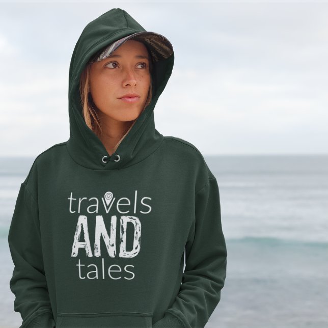 Reisen und Märchen [weißes Logo] Frauenhorodie Hoodie (Von Creator hochgeladen)