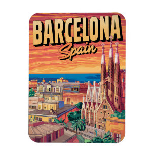 Reisen Vintag barcelona sagrada familia geschenke Magnet