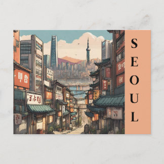 Reisen Vintag Seoul Südkorea asiatische Stadtbild Postkarte