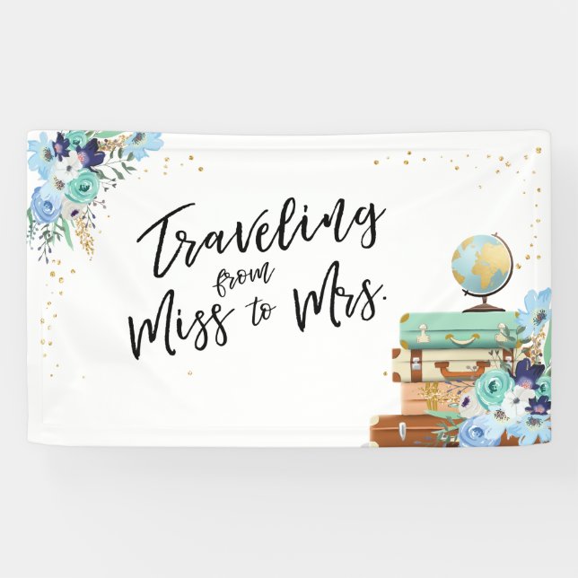 Reisen von Fräulein zu Frau Brautpartyfahne Banner (Horizontal)