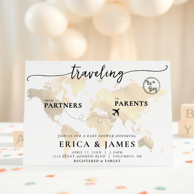 Reisen von Partner zu Eltern Map Baby Shower Einladung (Von Creator hochgeladen)