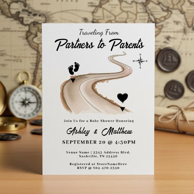 Reisen von Partnern zur Kinderdusche Einladung (Traveling from Partners to Parents Baby Shower Invitation
)