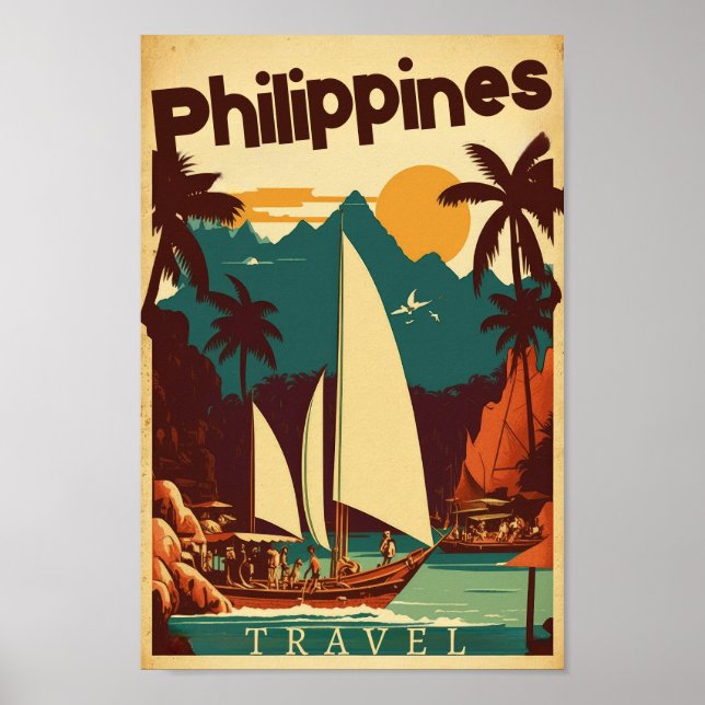 Reisen zu Philippinen Vintage Poster (Vorne)
