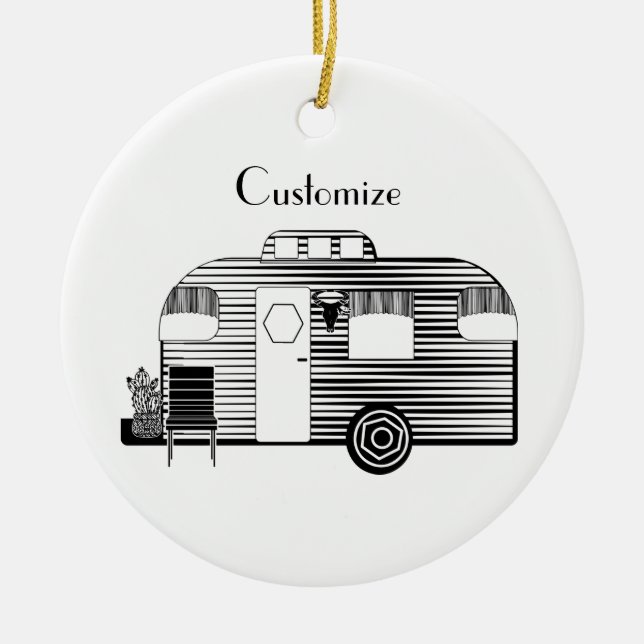 Reisende Camper Caravan Thunder_Cove Keramik Ornament (Vorne)