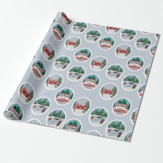 Reisende Coonhounds auf Blau Geschenkpapier