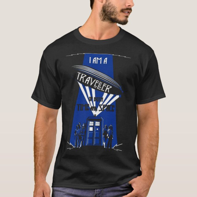 Reisende der Zeit und des Weltraums kalligraphisch T-Shirt (Vorderseite)