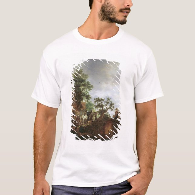 Reisende durch ein Gasthaus (Öl auf Leinwand) T-Shirt (Vorderseite)