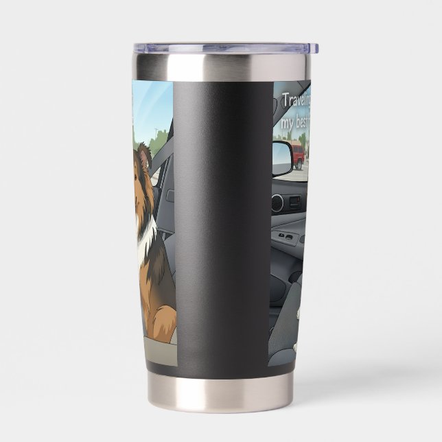 Reisender Sheltie Thermobecher (Links)
