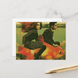 Reisendes Fantasy-Goldfisch-Paar Postkarte