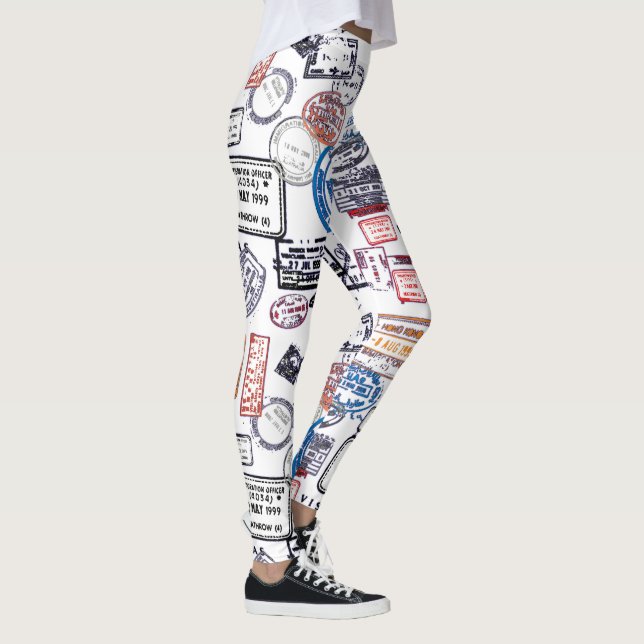 Reisendes Frauen-Visums-Briefmarken-Muster Leggings (Rechts)
