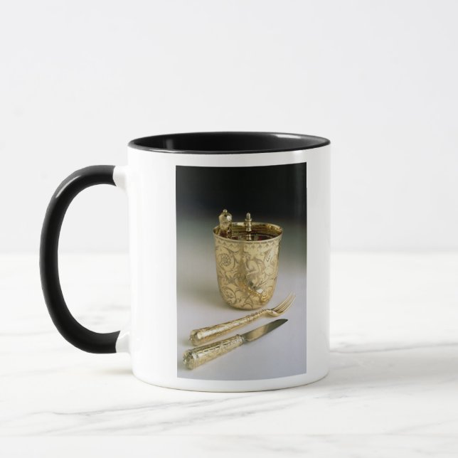 Reisendes Set eines Messers, der Gabel, des Tasse (Links)