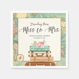 Reisepapier Napkin Brautparty Miss an Mrs. Serviette