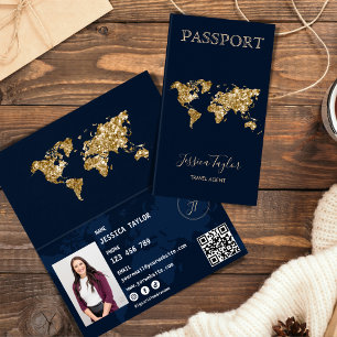 Reisepass Agent Weltkarte Foto einfügen Visitenkarten