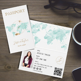 Reisepass Agent Weltkarte Foto einfügen Visitenkarten
