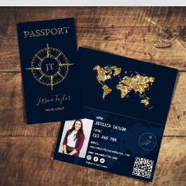 Reisepass Agent Weltkarte Foto einfügen Visitenkarten