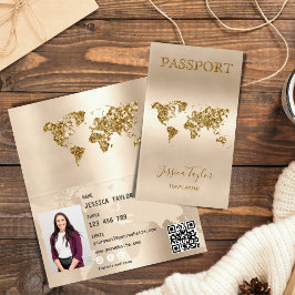 Reisepass Agent Weltkarte Foto einfügen Visitenkarten