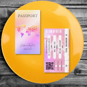 Reisepass Agent World Map Boarding Pass Visitenkarte