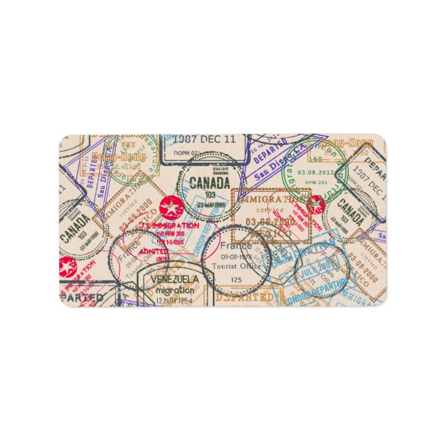 Reisepass-Briefmarke Adressaufkleber (Vorne)