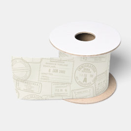Reisepass Briefmarke Beige Muster Satinband