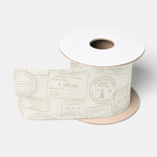 Reisepass Briefmarke Beige Muster Satinband