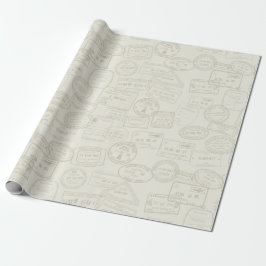 Reisepass-Briefmarke Beige Musterverpackungspapier Geschenkpapier
