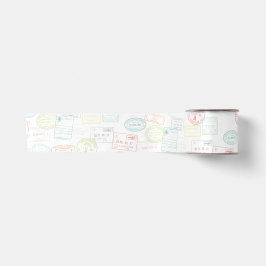 Reisepass-Briefmarke Pastell Muster Satinband