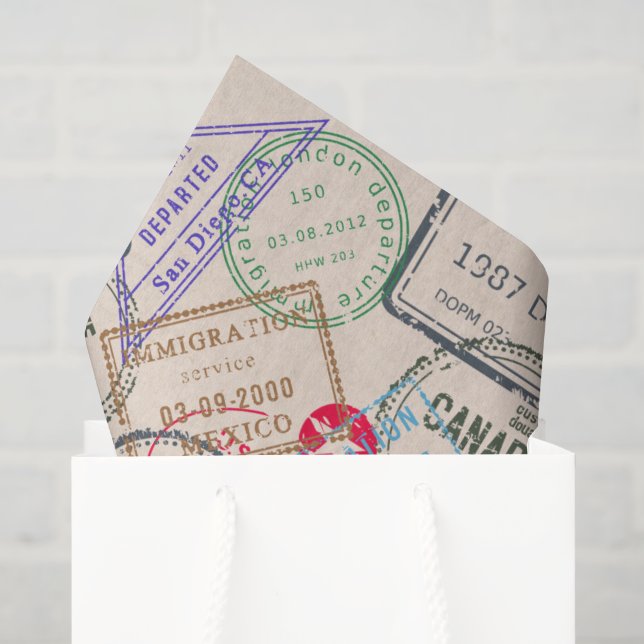 Reisepass-Briefmarke Seidenpapier (Geschenktüte)
