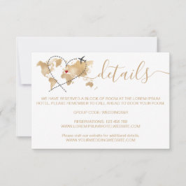 Reisepass für Hochzeiten - Angaben Weltkarte RSVP Karte