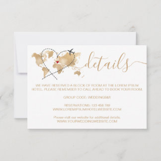 Reisepass für Hochzeiten - Angaben Weltkarte RSVP Karte
