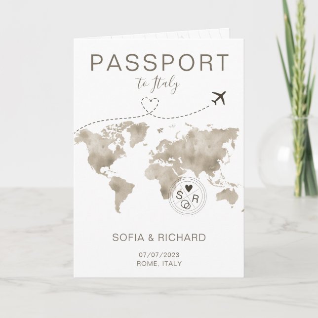 Reisepass für Hochzeiten Einladung (Vorderseite)