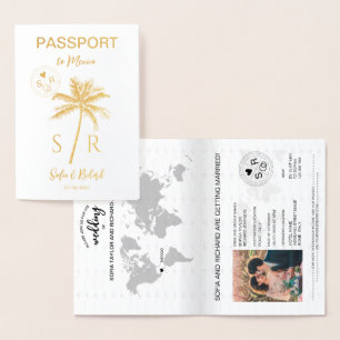 Reisepass für Hochzeiten Mexiko Palm Beach Folienkarte