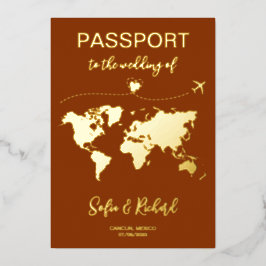 Reisepass Hochzeit Zielort Gold Foil Adventure Folieneinladung