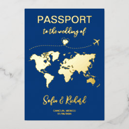 Reisepass Hochzeit Zielort Gold Foil Adventure Folieneinladung